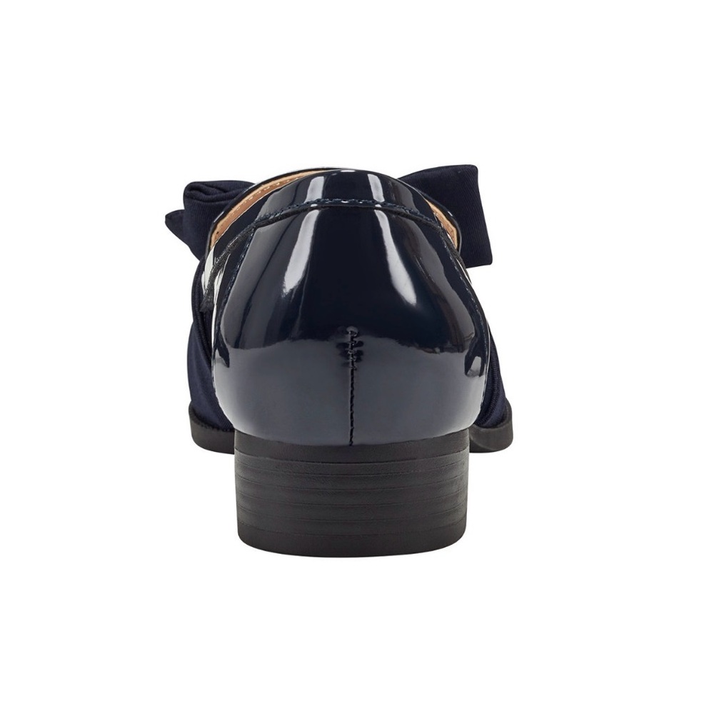 Bandolino Navy blue patent leather loafers with bow - Picture 3 of 9